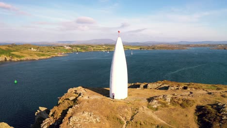 360-degree-aerial-view-around-The-Baltimore-Beacon-in-South-West-Cork-on-Ireland-on-a-sunny-summer-day