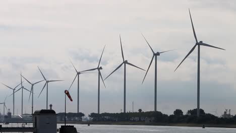 A-line-of-Wind-Turbine-next-to-the-sea