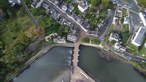 Droneshot-from-the-bridge-on-the-river-at-auray-in-france