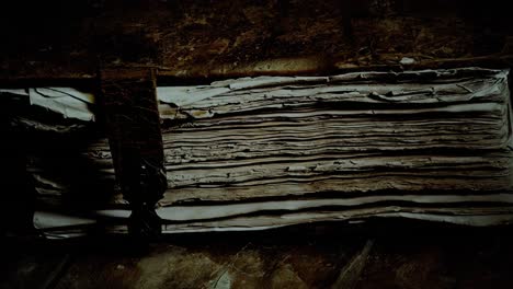 Old-Book-in-the-Dark-on-Wooden-Table