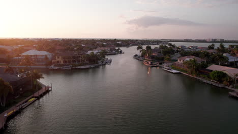 Aerial-over-Marco-Island-Flordia-beach-town-at-sunset-5