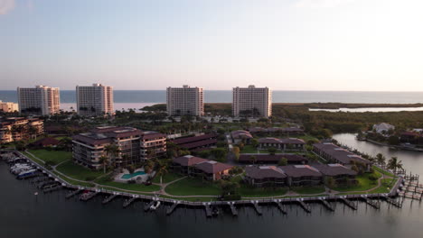 Aerial-over-Marco-Island-Flordia-beach-town-at-sunset-9