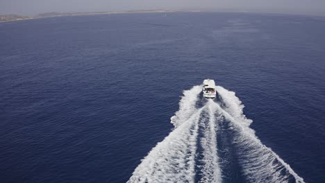 Aerial-Of-Speed-Boat-In-The-Sea