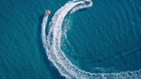 Birds-eye-view-of-a-speed-boat-in-the-middle-of-the-Mediterranean-Sea