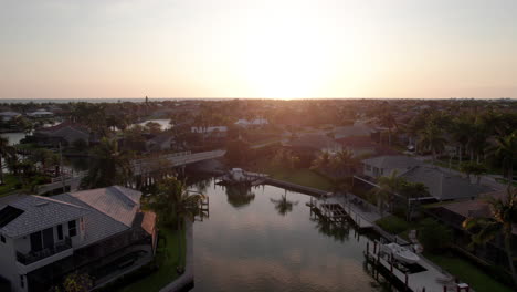 Aerial-over-Marco-Island-Flordia-beach-town-at-sunset-6
