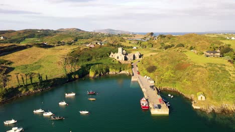 Aerial-view-of-Sherkin-Island-harbour-with-the-Sherkin-Abbey-established-in-1460