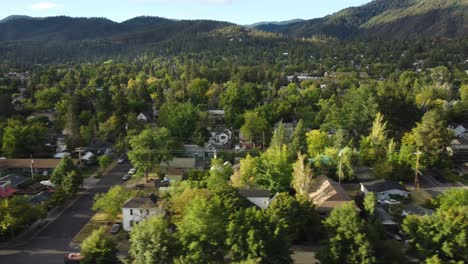 Ashland,-Oregon,-USA-this-is-a-drone-shot-of-downtown