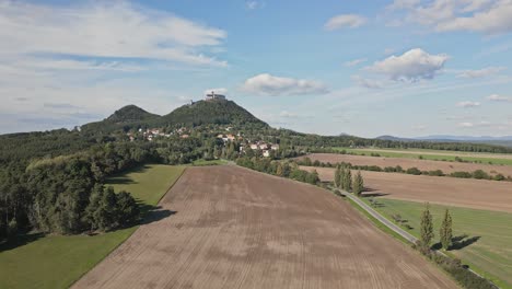Aerial-view-of-the-picturesque-landscape-around-the-old-castle-Bezdez