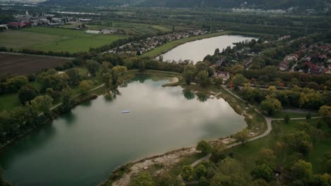 Drone-Footage-from-a-Lake-in-Lower-Austria,-called-"Seeschlacht-