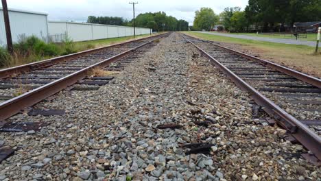 Two-rail-road-tracks-side-by-side-in-Clemmons-NC