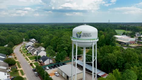 Holly-Springs-North-Carolina-Water-Tower-Aerial-Fly-Over