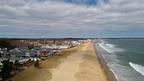 A-long-pan-of-the-coast-of-Old-Orchard-Beach-in-Southern-Maine