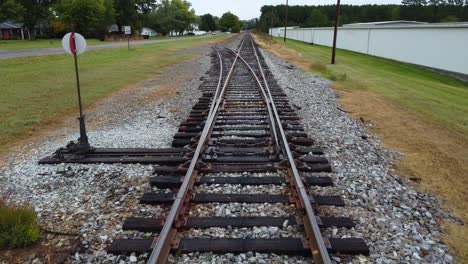 Drone-shot-of-abandoned-railroad-track-in-North-Carolina
