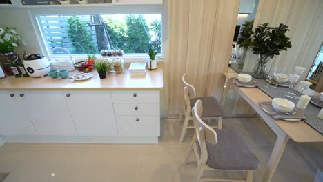 Simple-and-Chic-Dining-Area-With-Pantry-and-Garden-View,-No-People