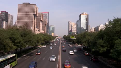 City-view-of-Beijing-with-big-road-and-traffic,-China