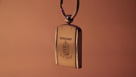 Close-Up-of-the-Hanging-Hungary-Budapest-Metal-Souvenir-Keychain