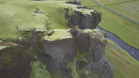 Arial-video-from-mountain-near-Fossalar-in-Iceland