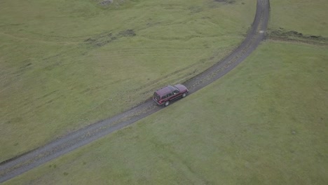 Aerial-video-of-4x4-car-driving-on-dirt-roads-in-Iceland-1