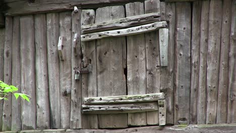 Close-up-of-wooden-hut-in-Finland