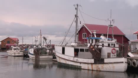 Fishing-Cutters-in-harbour-of-Smoegen,-Sweden