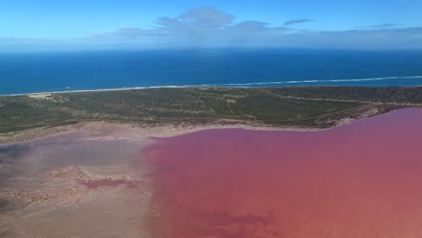 Vista-Aérea-Del-Lago-Salado-Rosa,-Australia-2