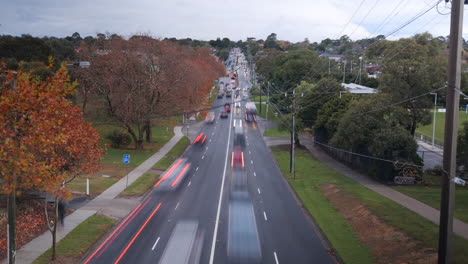 Time-lapse-over-busy-road-during-winter