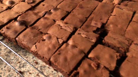 A-pan-over-a-lot-of-small-slices-of-brownies-just-baked