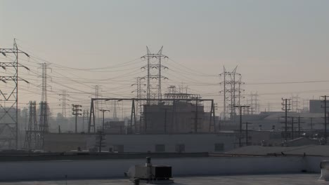 Power-supply-lines-near-downtown-Los-Angeles,-California,-USA
