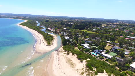 Aerial-drone-shots-over-ocean-estuary