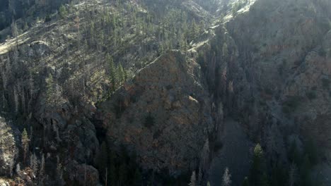 Aerial-dolly-down-of-mountains-and-rock-in-Colorado