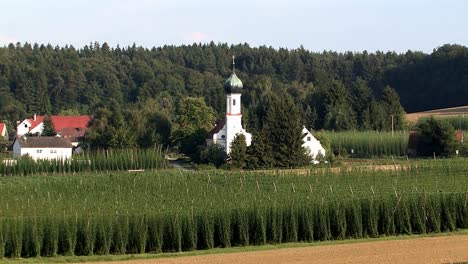 Rare-panorama-of-church-of-pilgrimage-"Lohwinden"-with-hop-garden-in-front