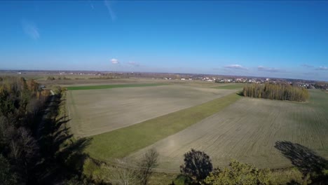 Felder-In-Der-Nähe-Des-Herbstwaldes.-Luftaufnahmen