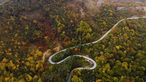 Aerial-footage-of-twisty-mountain-road-in-fall--12