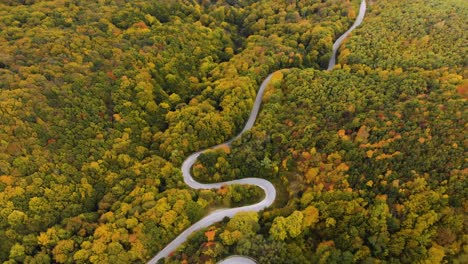 Autumn-aerial-footage-of-twisty-road-in-mountain---12