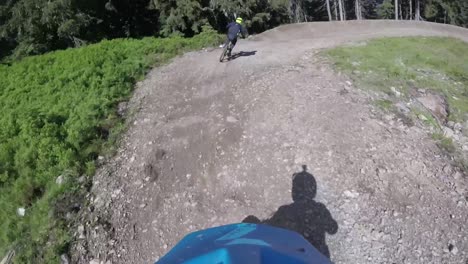 Live-on-a-downhill-bike-in-Austria,-filmed-with-a-GoPro