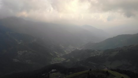 Aerial-clip-of-a-cloudy-day-in-the-landscape-of-the-Maniva-pre-alps,-Lombardia,-Italy