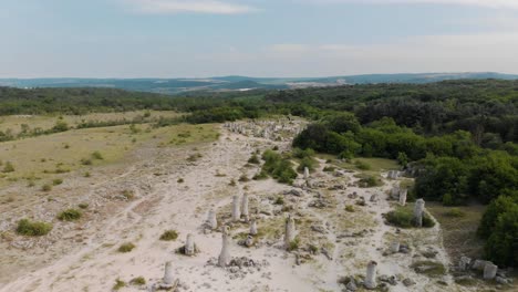 Aerial-drone-shot-of-ancient-ruins,-Bulgaria