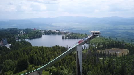 Footage-of-Strebske-Pleso-in-Slovakia-and-ski-jump