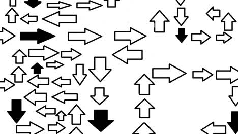 Many-forms-of-arrows-in-black-and-white-that-go-at-the-same-time-moving-in-different-directions