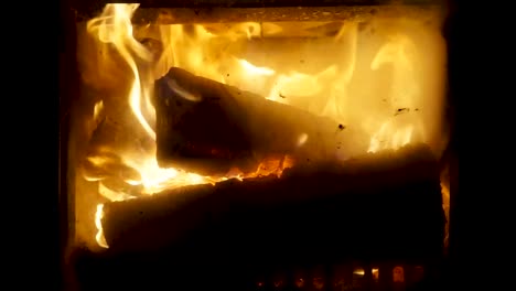 Close-up-shot-of-burning-fireplace