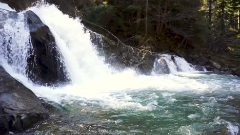 Pan-shot-of-rough-waterfall