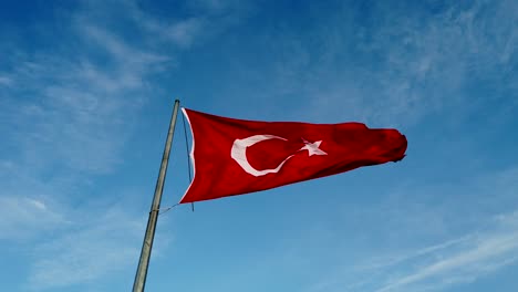 Bandera-Turca-Ondeando-En-El-Viento-En-Cámara-Lenta