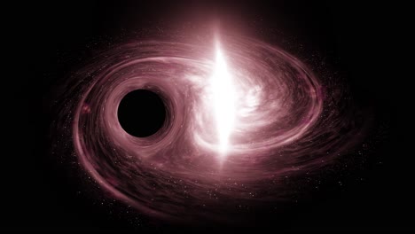 A-super-massive-black-hole-passing-by-a-giant-red-galaxy-bending-time-and-space