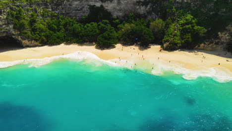 Top-view-from-a-drone-capturing-a-tropical-vacation-scene-on-an-exotic-island