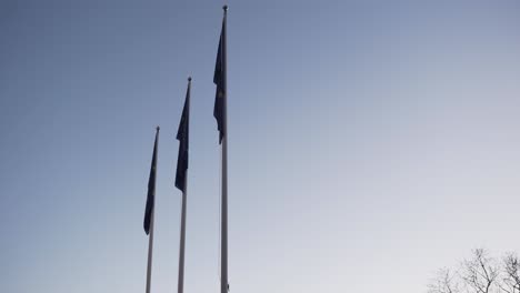 Showing-three-flags-of-the-european-unionen-close-to-election-day-1