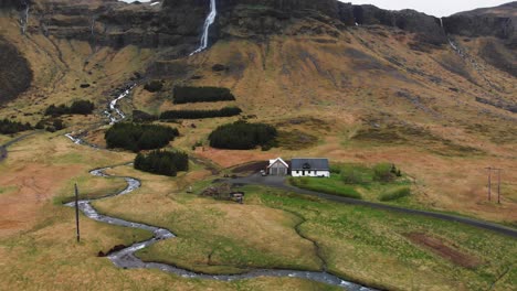 Aerial-recording-of-the-waterfall-Bjarnarfoss-in-Iceland