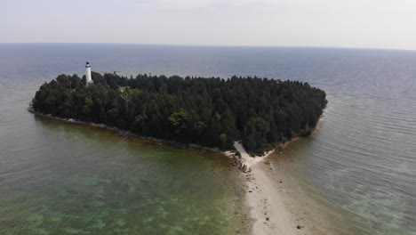 Drone-shot-from-400-feet-up-of-Cana-Island-located-in-Door-County-in-the-beautiful-state-of-Wisconsin