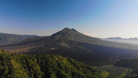 Aerial-scenery-of-a-beautiful-volcano-on-a-bright-summer-day,-slow-motion-footage