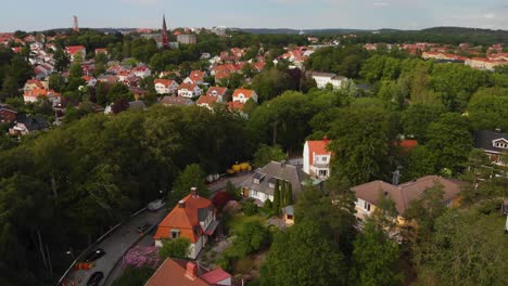 Aerial-View-Of-Picturesque-Houses-On-The-Swedish-Paradise-Part-Of-Gothenburg-Called-Orgryte-In-Sweden-4
