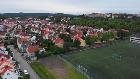 Aerial-footage-of-the-suburban-neighborhood-called-Bagaregarden-located-in-Gothenburg